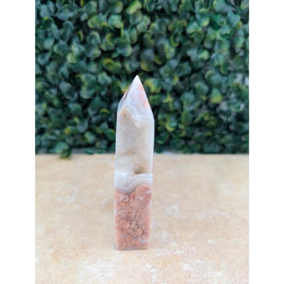 Pink Petal agate cotton candy agate tower quartz  crystal druzy girly witch - Picture 2 of 5